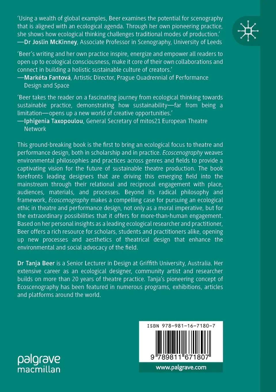 Rückseite: 9789811671807 | Ecoscenography | An Introduction to Ecological Design for Performance