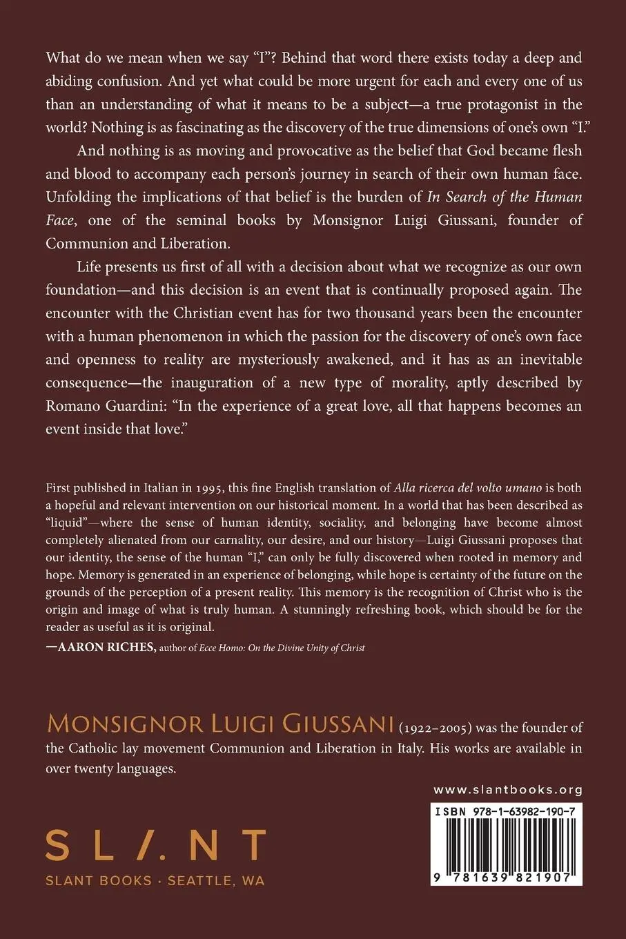 Rückseite: 9781639821907 | In Search of the Human Face | Luigi Giussani | Taschenbuch | Englisch