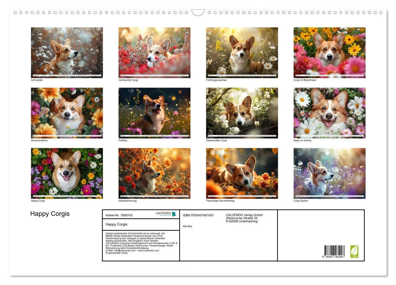 Bild: 9783457461907 | Happy Corgis (Wandkalender 2026 DIN A2 quer), CALVENDO Monatskalender