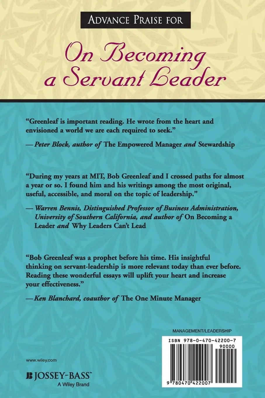 Rückseite: 9780470422007 | On Becoming a Servant Leader | Don M Frick (u. a.) | Taschenbuch