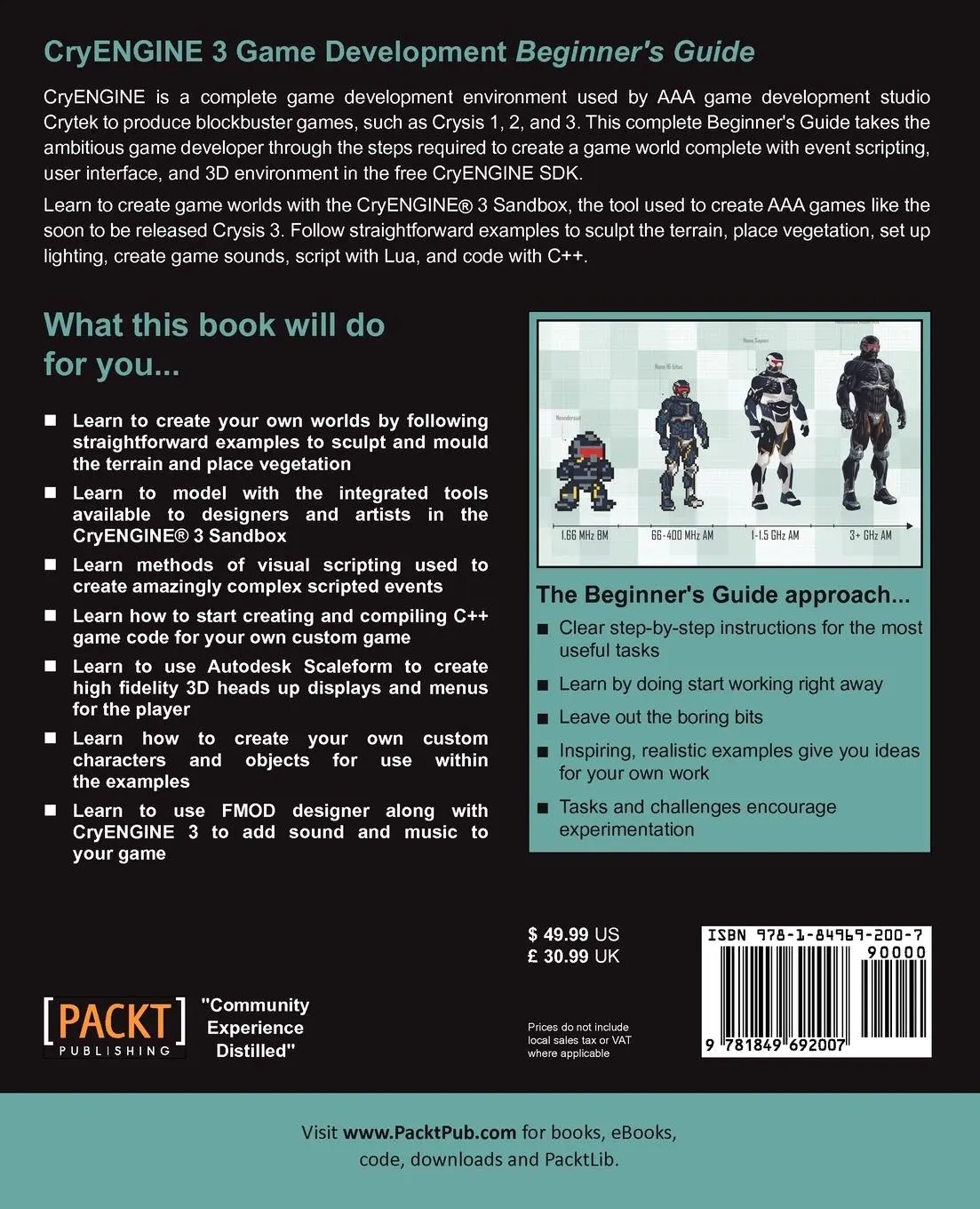 Rückseite: 9781849692007 | Cryengine 3 Game Development | Beginner's Guide | Sean Tracy (u. a.)