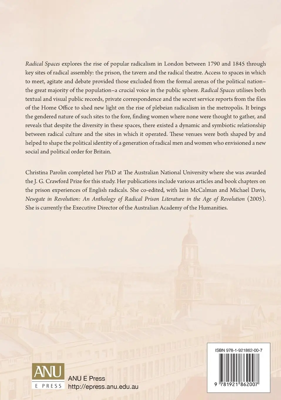 Rückseite: 9781921862007 | Radical Spaces | Venues of popular politics in London, 1790-c. 1845