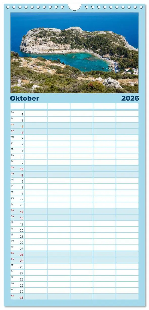 Bild: 9783516512007 | Familienplaner 2026 - Rhodos, eine Sonneninsel mit 5 Spalten...
