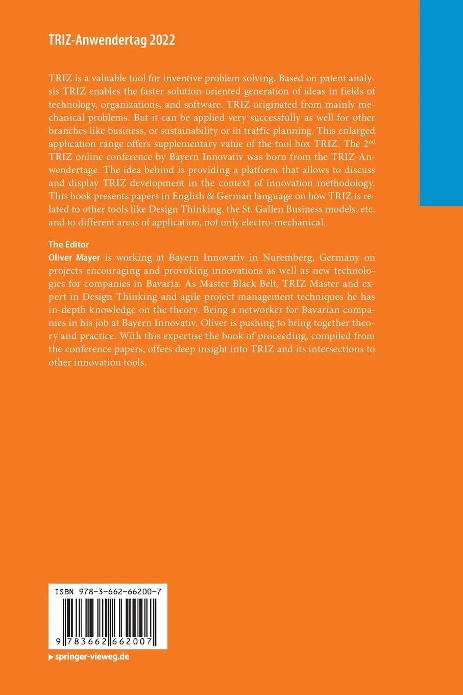 Rückseite: 9783662662007 | TRIZ-Anwendertag 2022 | Oliver Mayer | Taschenbuch | vii | Deutsch