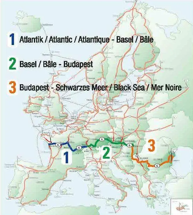 Bild: 9783943752007 | EuroVelo 6 (Atlantic - Basel) 1:100 000 | Huber Kartographie | Deutsch