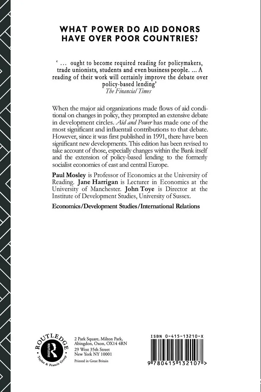 Rückseite: 9780415132107 | Aid and Power - Vol 1 | The World Bank and Policy Based Lending | Buch
