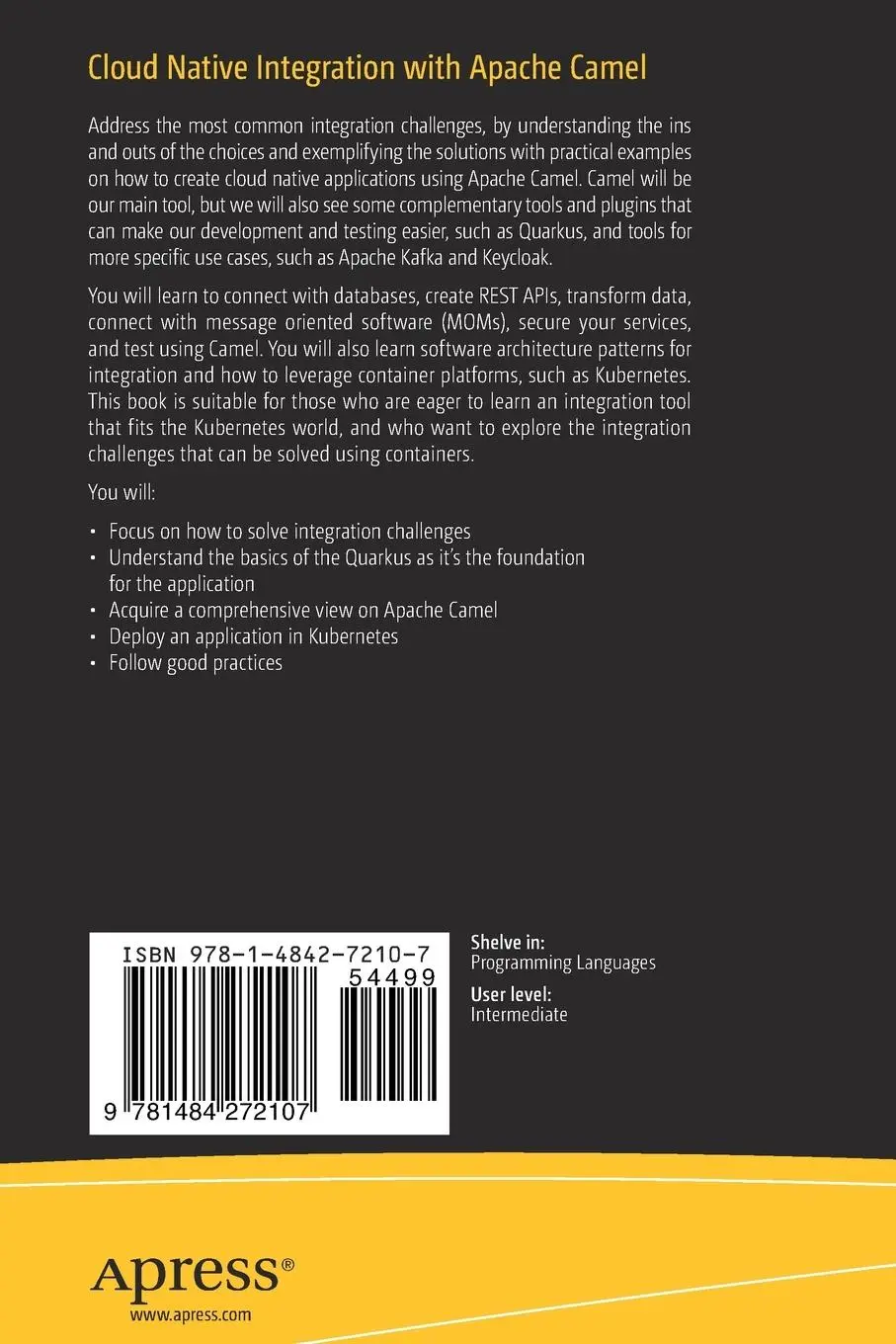 Rückseite: 9781484272107 | Cloud Native Integration with Apache Camel | Guilherme Camposo | Buch