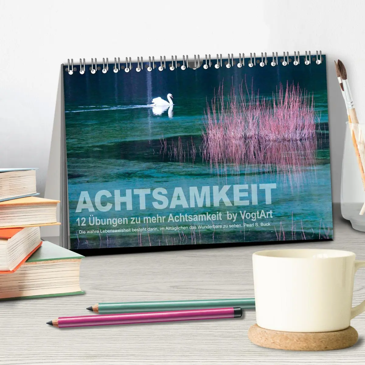 Bild: 9783457722107 | Achtsamkeit, 12 Übungen zu mehr Achtsamkeit. (Tischkalender 2026...