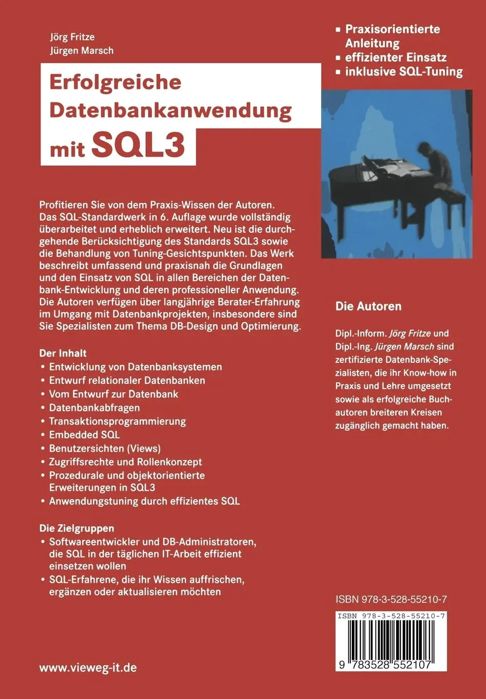 Rückseite: 9783528552107 | Erfolgreiche Datenbankanwendung mit SQL3 | Jürgen Marsch (u. a.) | x