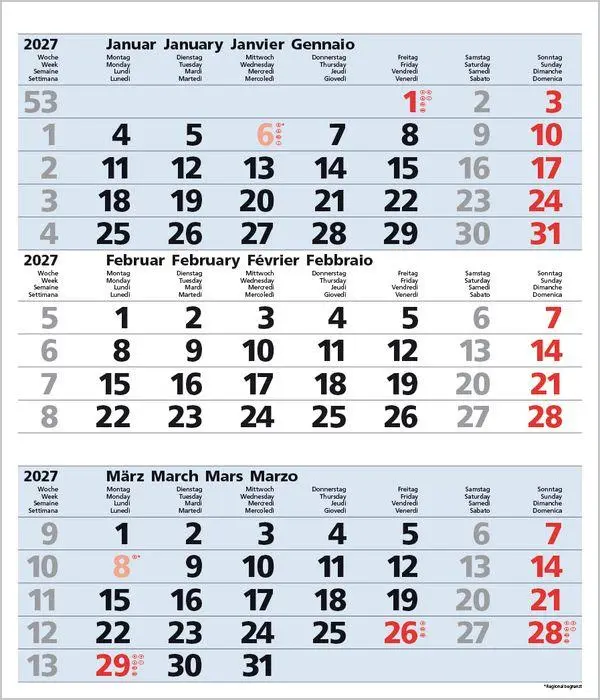 Bild: 9783819302107 | 3-Monats-Planer Comfort Blau 2027 | Verlag Korsch | Kalender | 12 S.