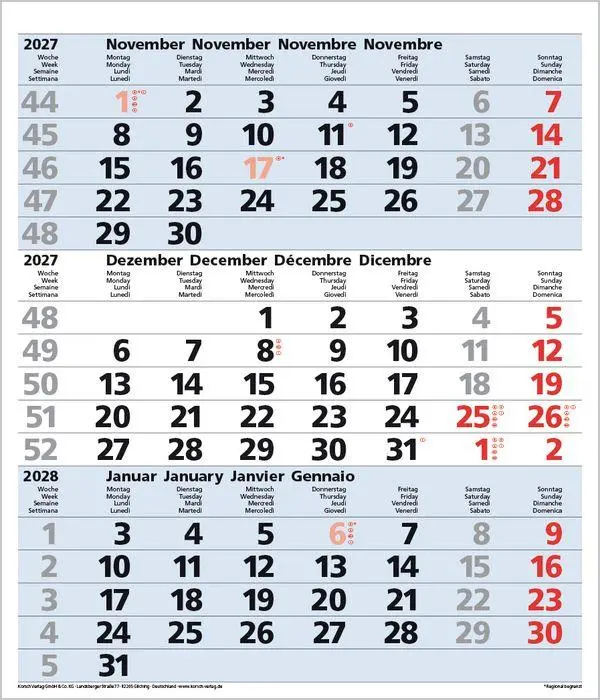 Bild: 9783819302107 | 3-Monats-Planer Comfort Blau 2027 | Verlag Korsch | Kalender | 12 S.