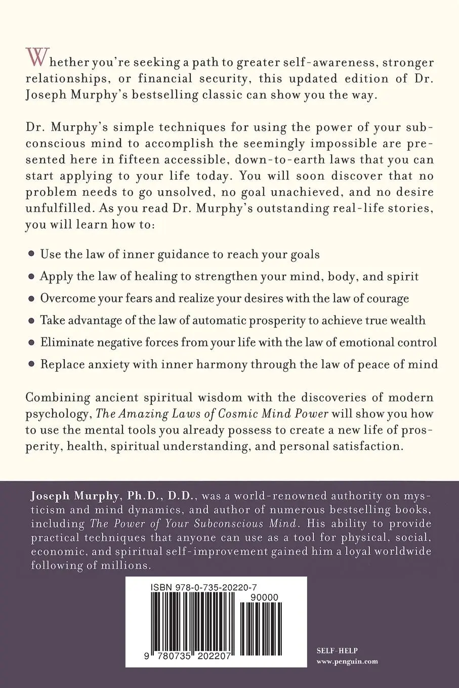 Rückseite: 9780735202207 | The Amazing Laws of Cosmic Mind Power | Joseph Murphy | Taschenbuch