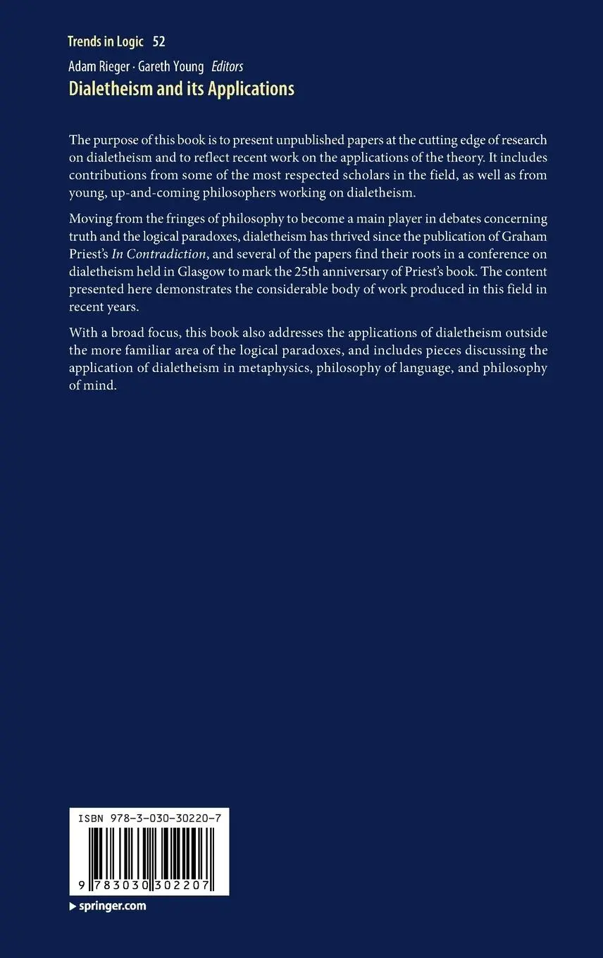 Rückseite: 9783030302207 | Dialetheism and its Applications | Gareth Young (u. a.) | Buch | xiii