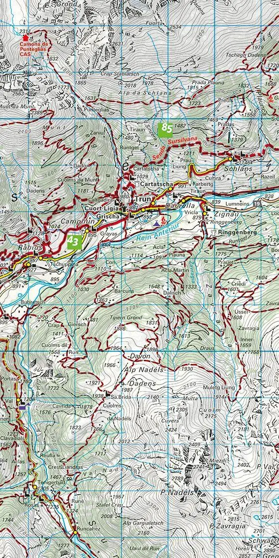 Bild: 9783259022207 | Surselva Nr. 20 Disentis - Walsertal - Flims, Wanderkarte 1:60 000