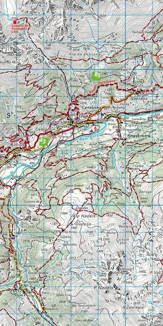 Bild: 9783259022207 | Surselva Nr. 20 Disentis - Walsertal - Flims, Wanderkarte 1:60 000