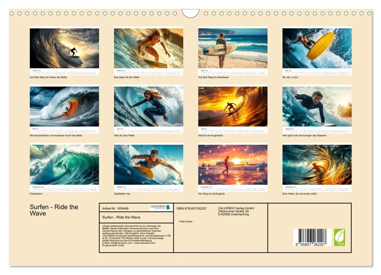 Bild: 9783457262207 | Surfen - Ride the Wave (Wandkalender 2026 DIN A3 quer), CALVENDO...