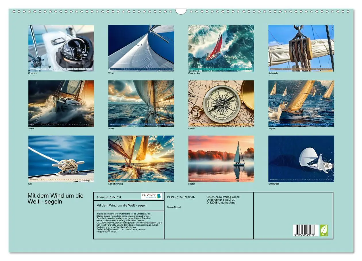 Bild: 9783457402207 | Mit dem Wind um die Welt - segeln (Wandkalender 2026 DIN A2 quer),...