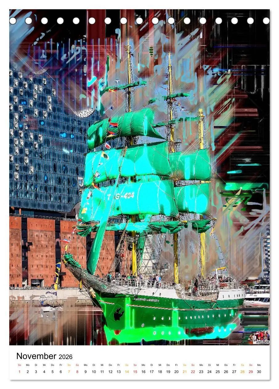Bild: 9783516352207 | Hamburg bunte Stadt (Tischkalender 2026 DIN A5 hoch), CALVENDO...