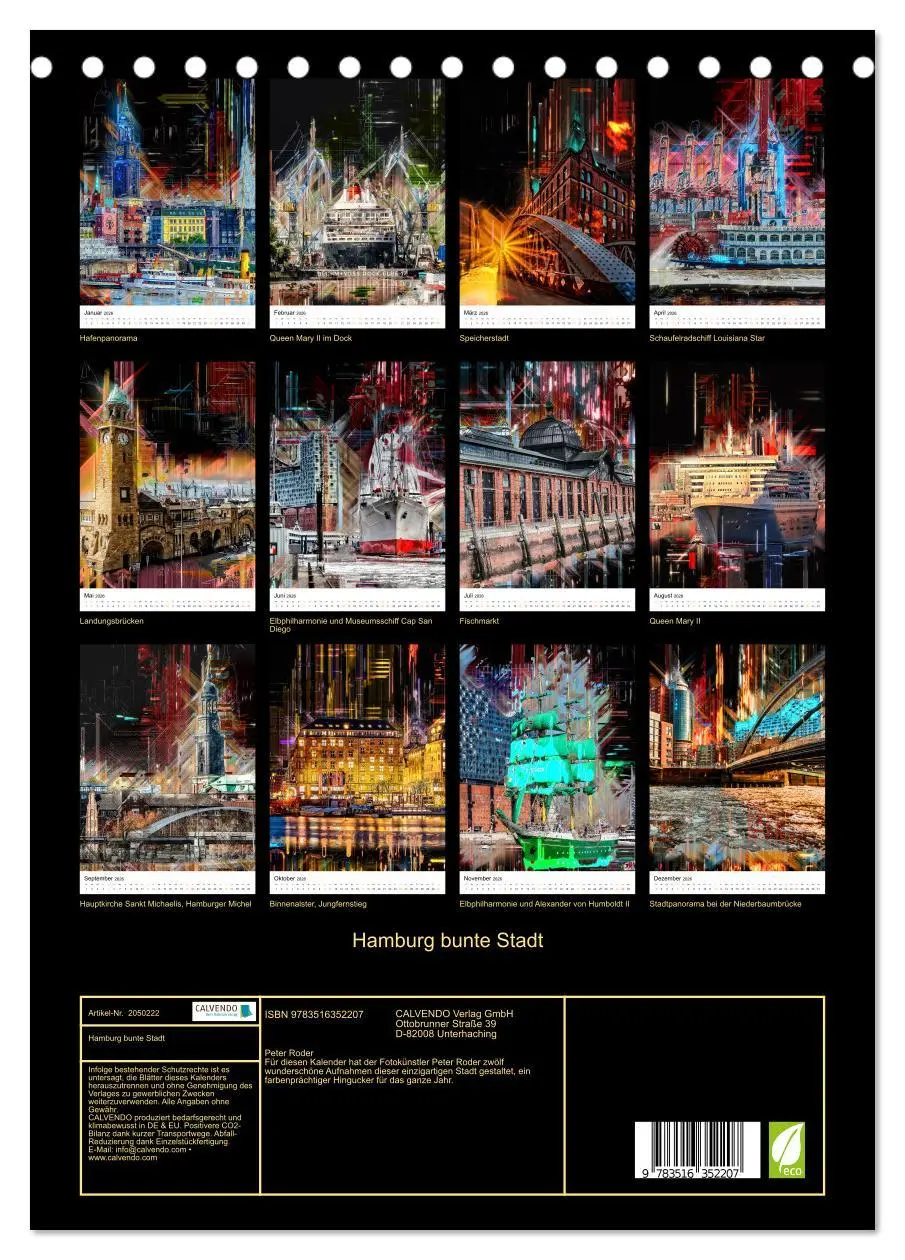 Bild: 9783516352207 | Hamburg bunte Stadt (Tischkalender 2026 DIN A5 hoch), CALVENDO...