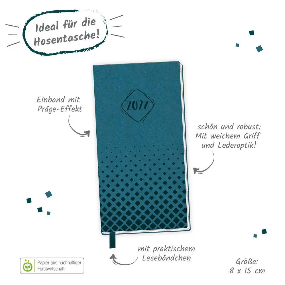 Bild: 4251901512307 | TRÖTSCH - Taschenterminer Soft Touch Petrol 2027 | KG | Kalender