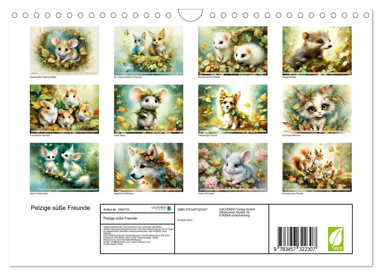 Bild: 9783457322307 | Pelzige süße Freunde (Wandkalender 2026 DIN A4 quer), CALVENDO...