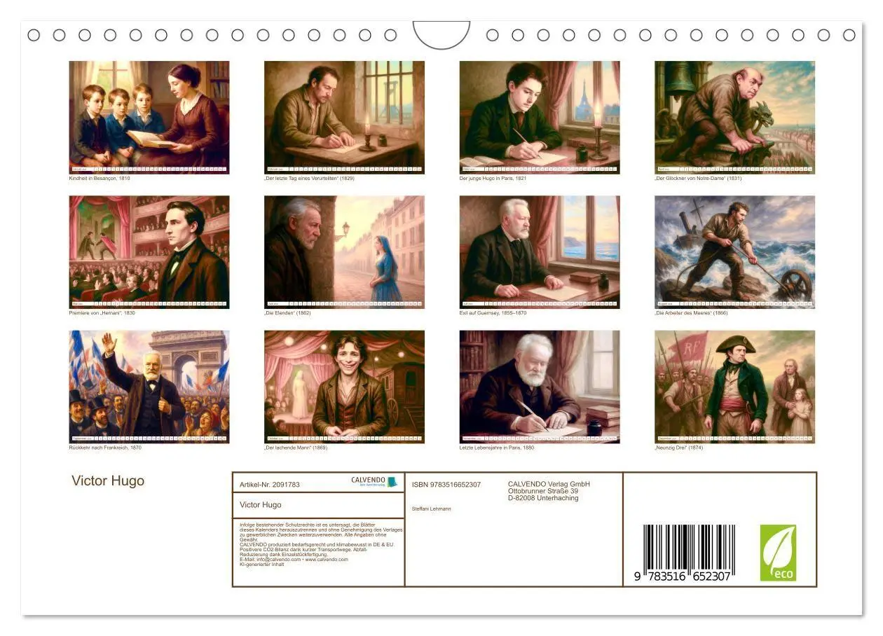 Bild: 9783516652307 | Victor Hugo (Wandkalender 2026 DIN A4 quer), CALVENDO Monatskalender