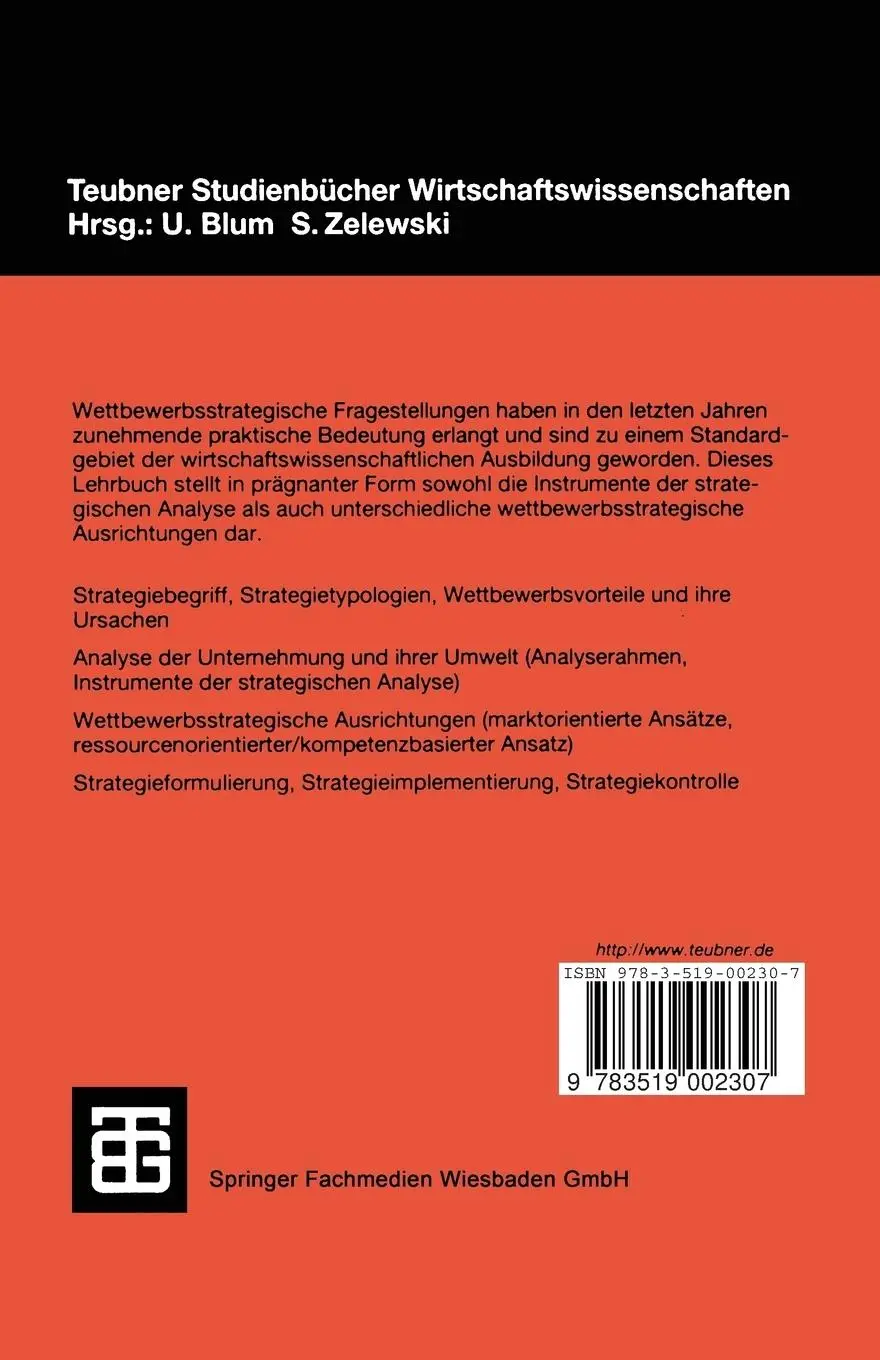 Rückseite: 9783519002307 | Grundlagen der Wettbewerbsstrategie | Hans Corsten | Taschenbuch