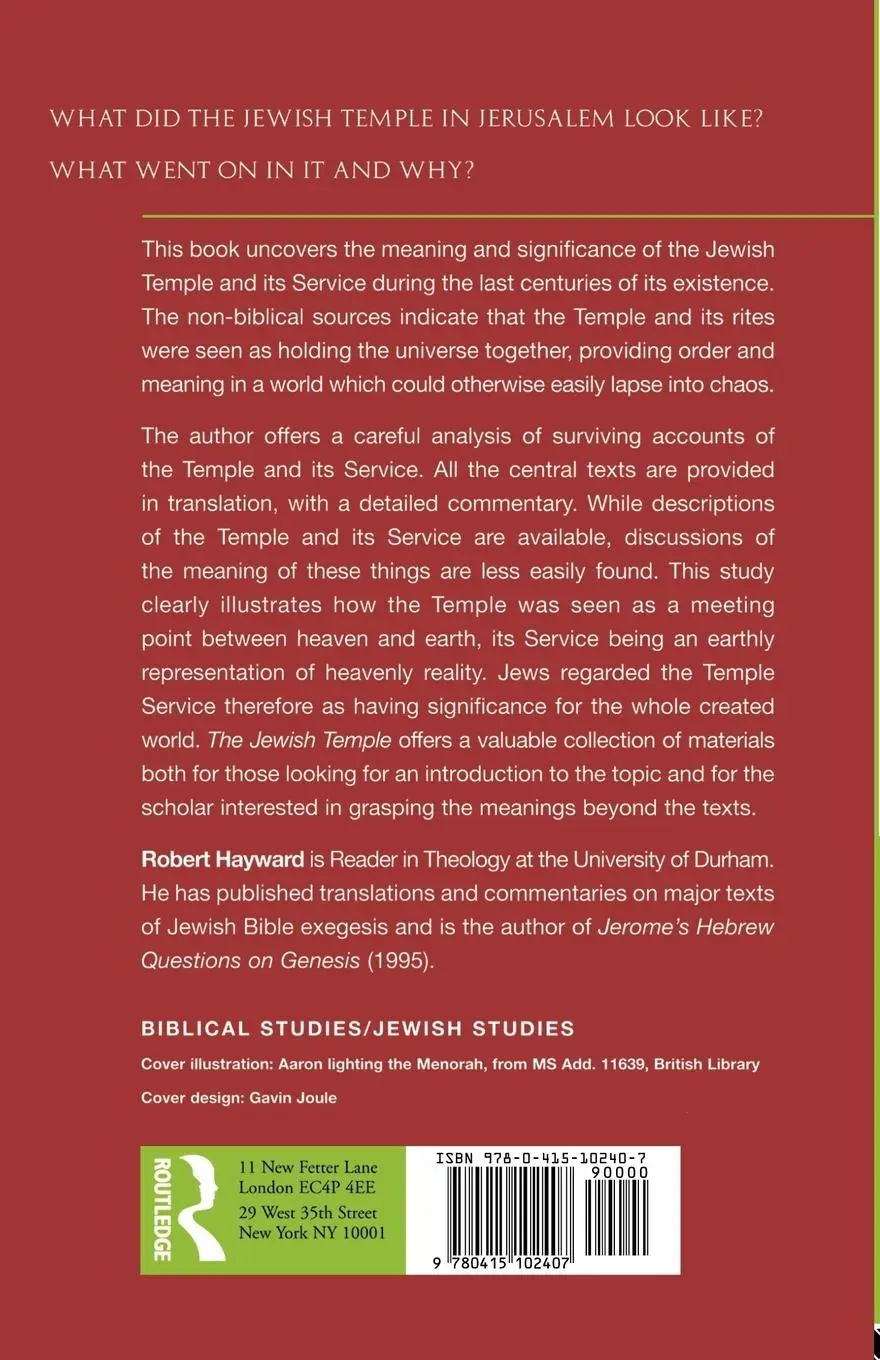 Rückseite: 9780415102407 | The Jewish Temple | A Non-Biblical Sourcebook | Robert Hayward | Buch