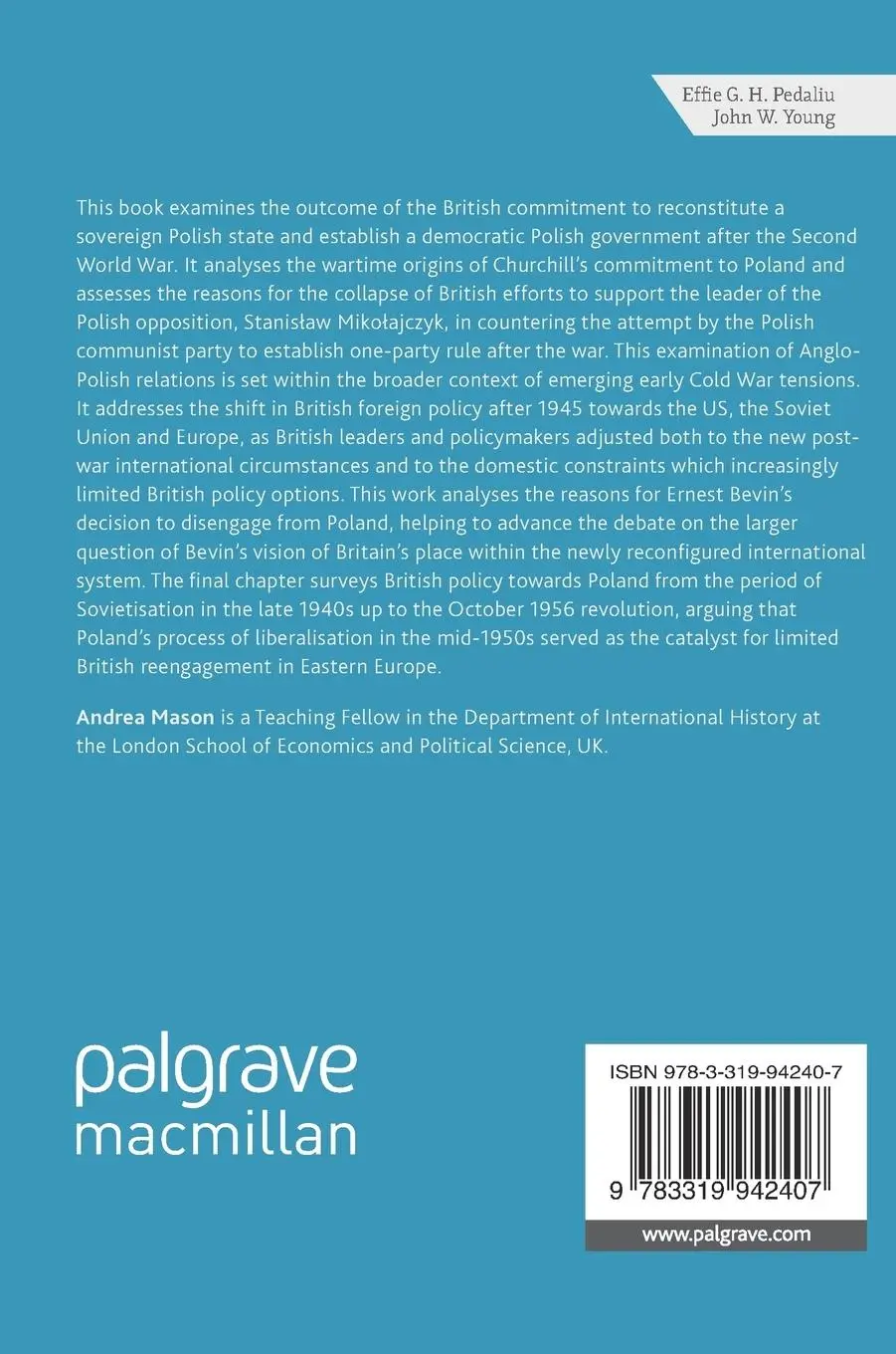 Rückseite: 9783319942407 | British Policy Towards Poland, 1944-1956 | Andrea Mason | Buch | xiii