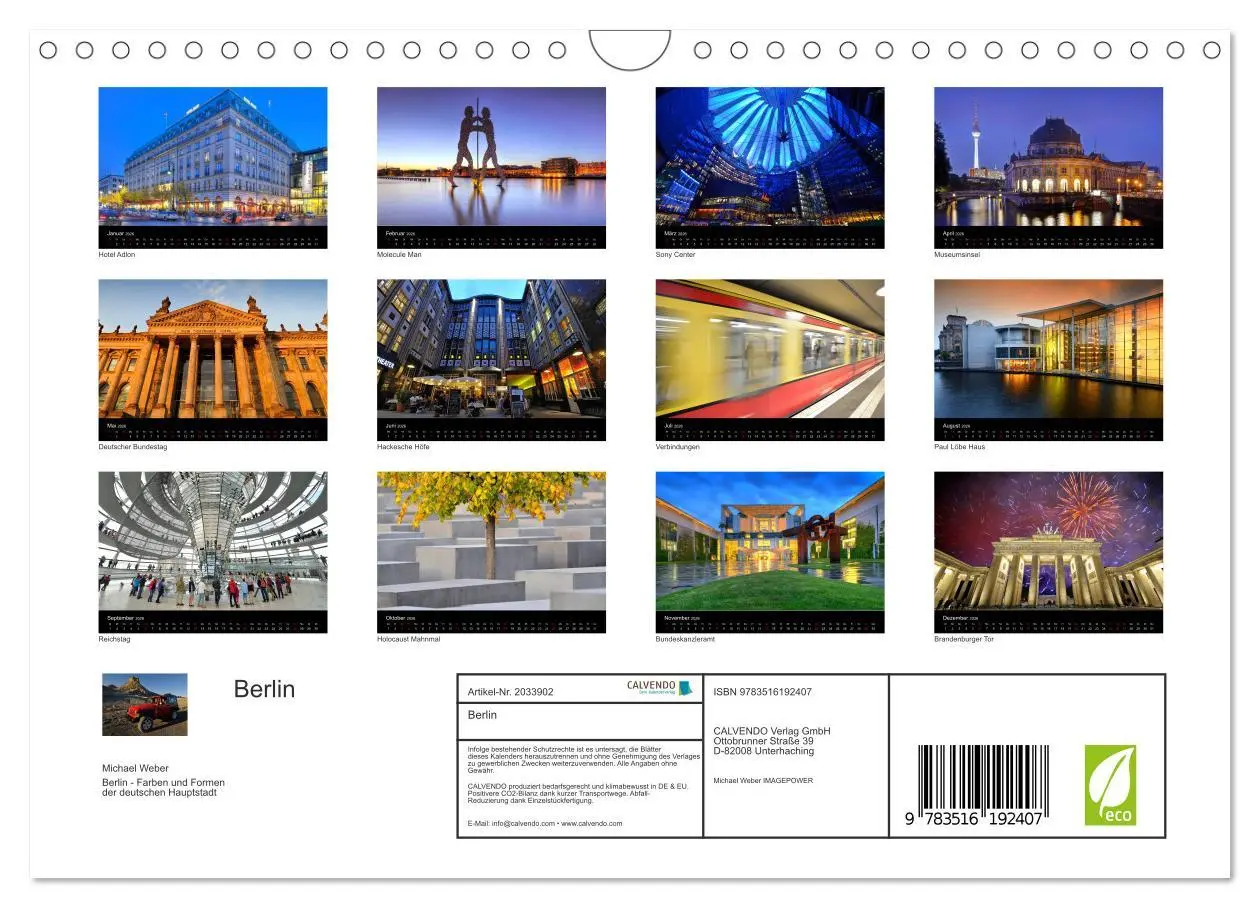 Bild: 9783516192407 | Berlin (Wandkalender 2026 DIN A4 quer), CALVENDO Monatskalender | 2026