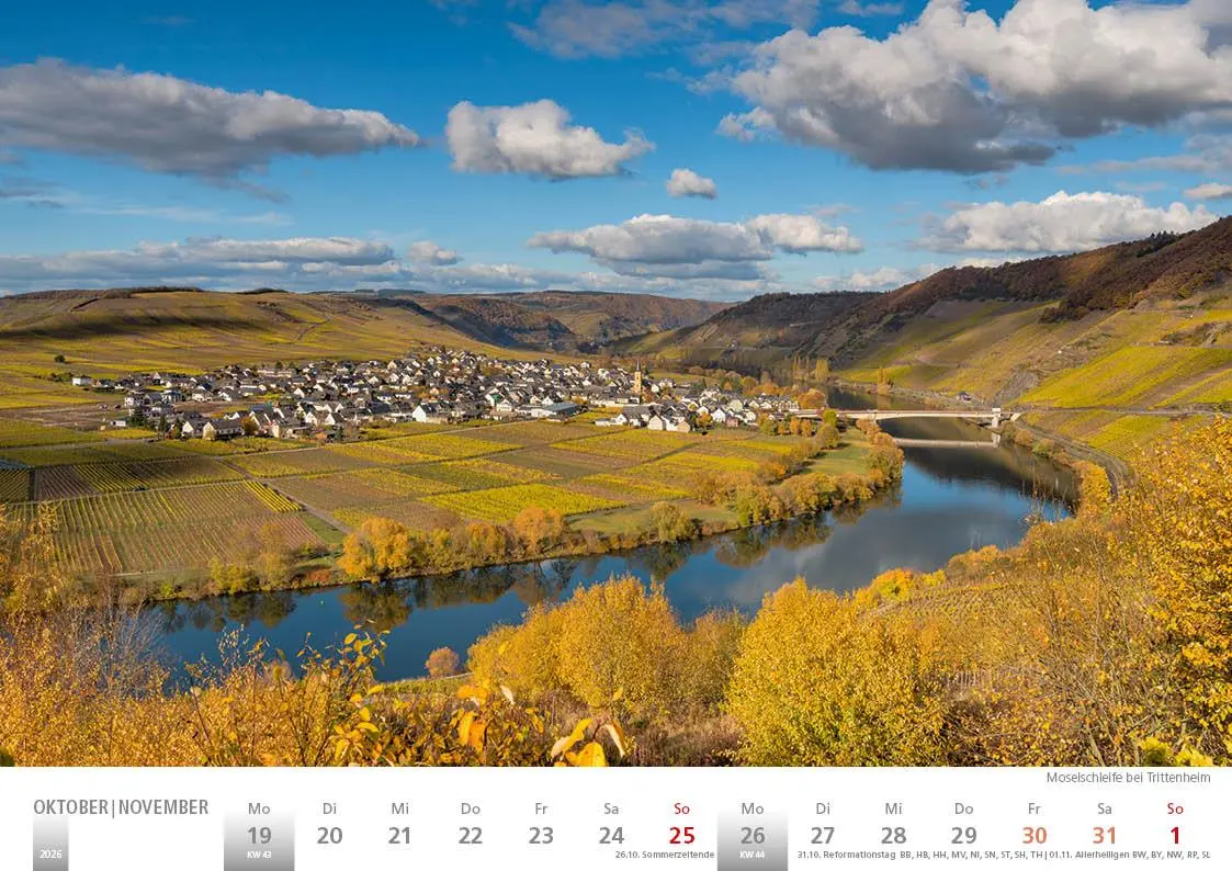 Bild: 9783965352407 | Rheinland 2026 Wandkalender A4 quer Spiralbindung 28 Blatt mit 56...