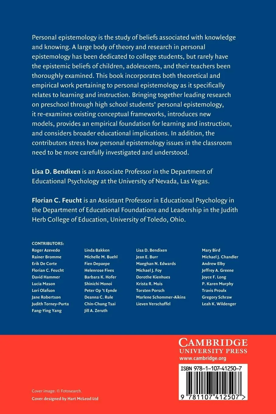 Rückseite: 9781107412507 | Personal Epistemology in the Classroom | Lisa D. Bendixen (u. a.)