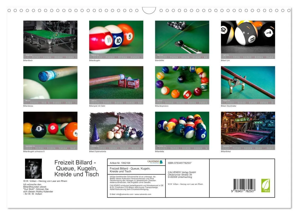 Bild: 9783457782507 | Freizeit Billard - Queue, Kugeln, Kreide und Tisch (Wandkalender...