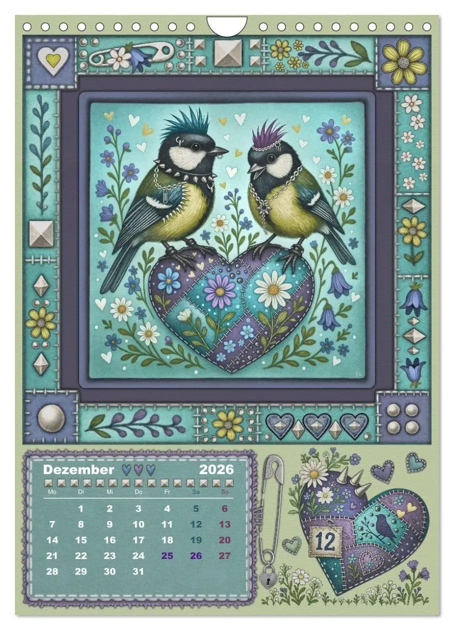 Bild: 9783516702507 | Vögel. Kleine Punks. Großes Herz. (Wandkalender 2026 DIN A4 hoch),...