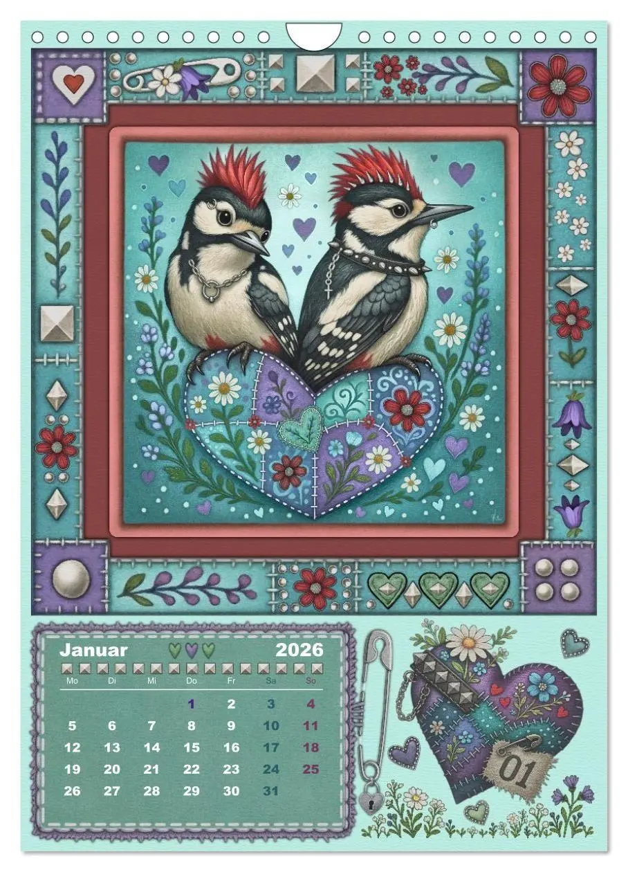Bild: 9783516702507 | Vögel. Kleine Punks. Großes Herz. (Wandkalender 2026 DIN A4 hoch),...