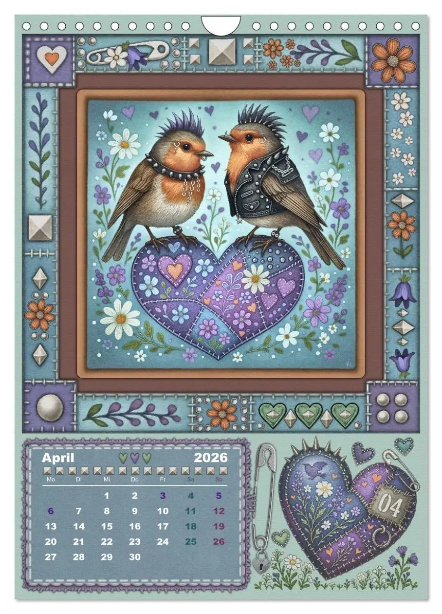 Bild: 9783516702507 | Vögel. Kleine Punks. Großes Herz. (Wandkalender 2026 DIN A4 hoch),...
