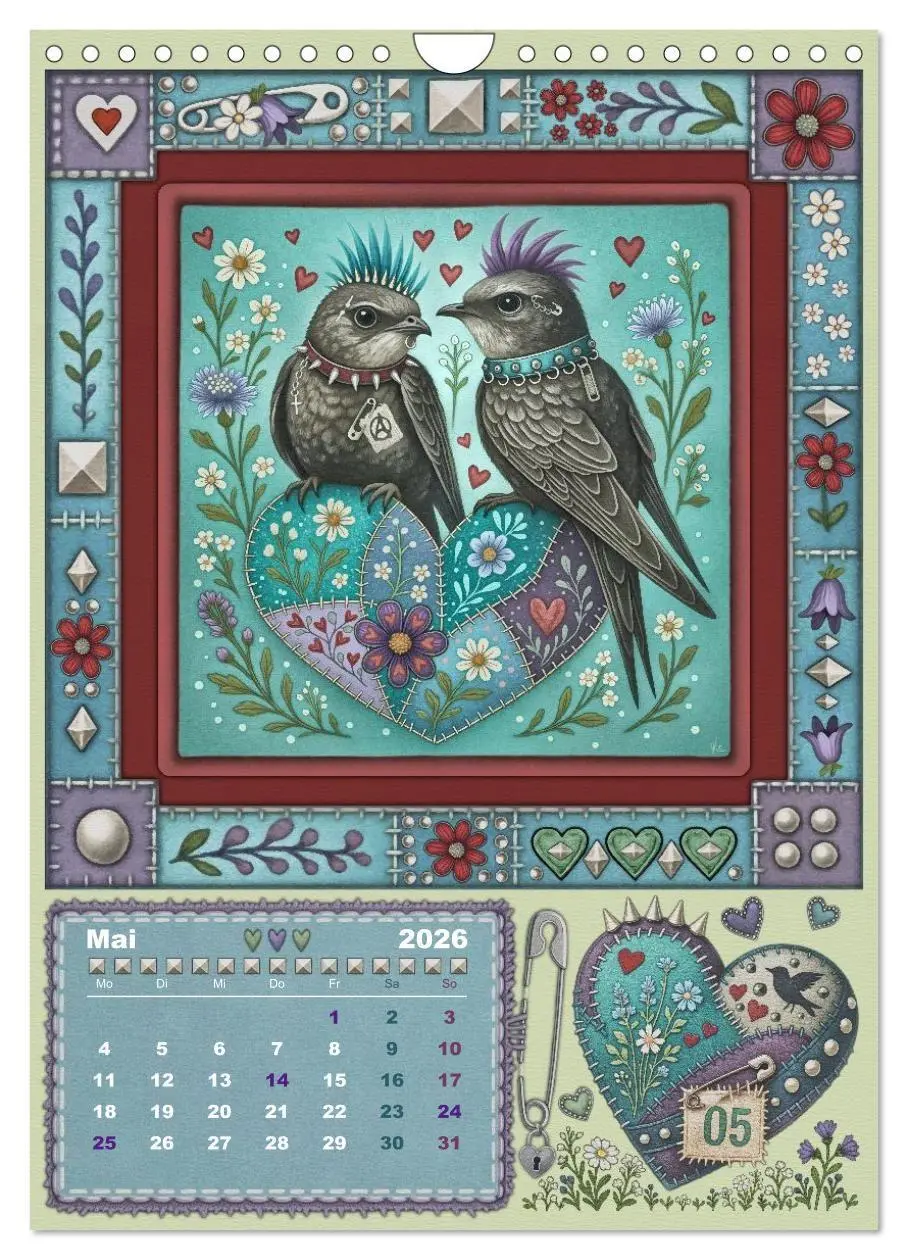 Bild: 9783516702507 | Vögel. Kleine Punks. Großes Herz. (Wandkalender 2026 DIN A4 hoch),...