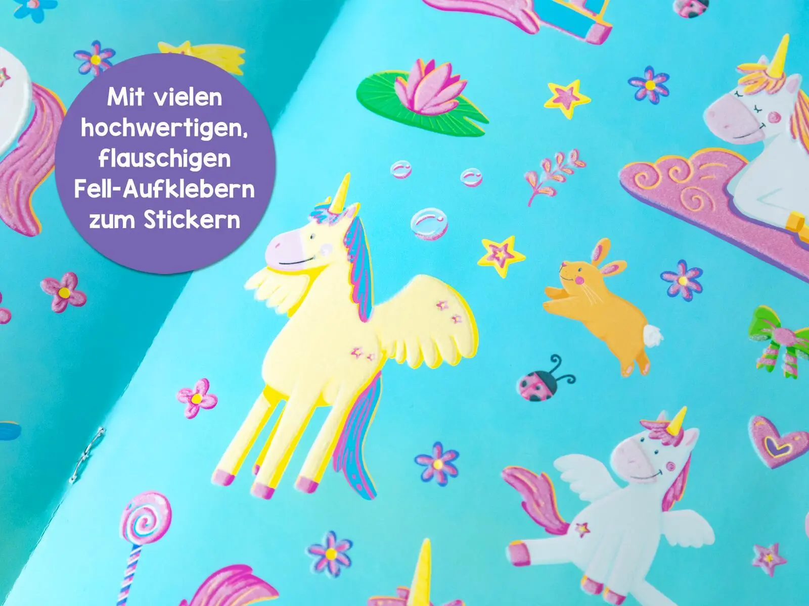 Bild: 9783845862507 | Mein flauschiges Stickerheft - Einhörner | Über 400 Fühl-Sticker