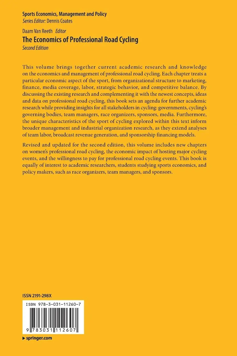 Rückseite: 9783031112607 | The Economics of Professional Road Cycling | Daam van Reeth | Buch | x