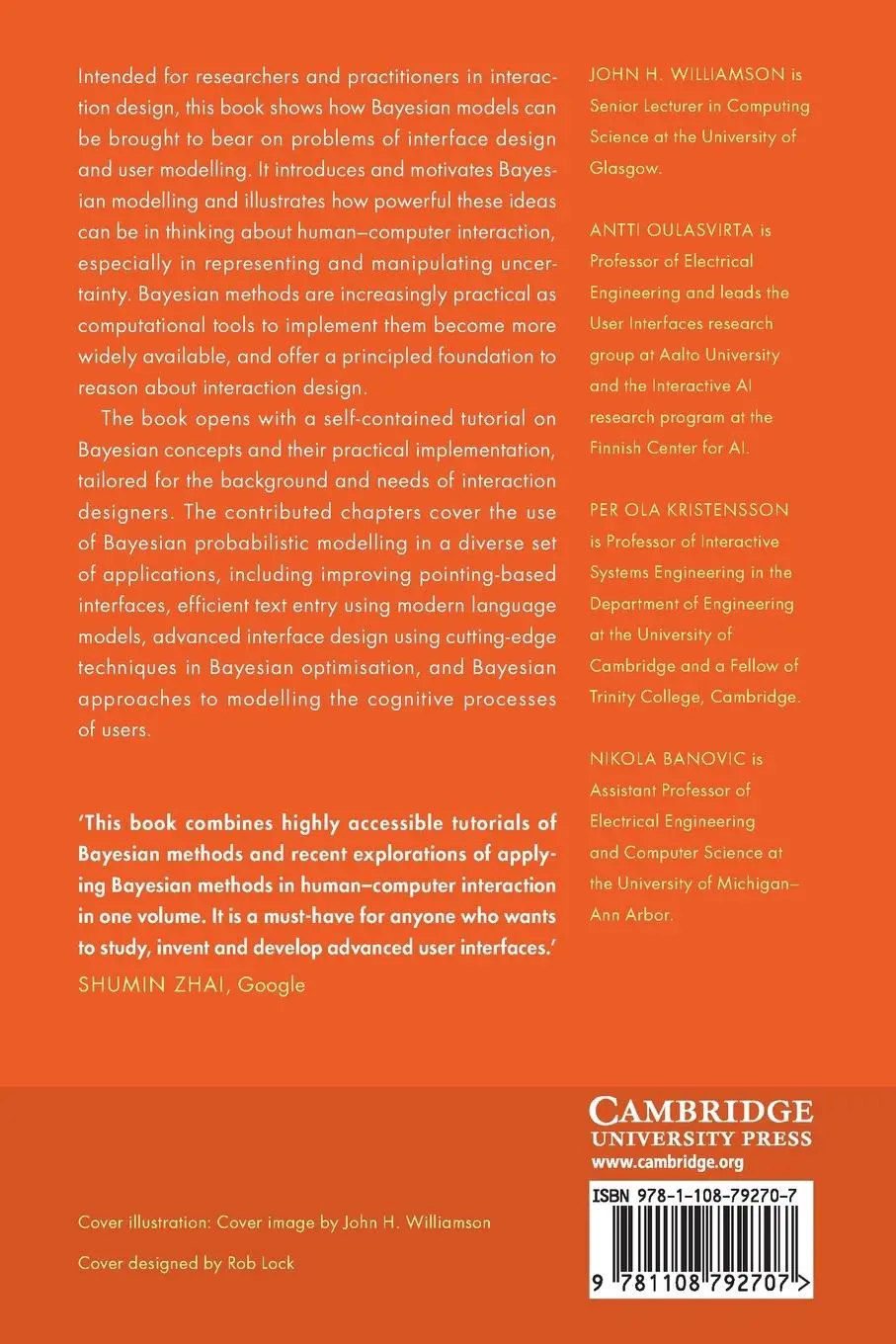 Rückseite: 9781108792707 | Bayesian Methods for Interaction and Design | Williamson (u. a.)