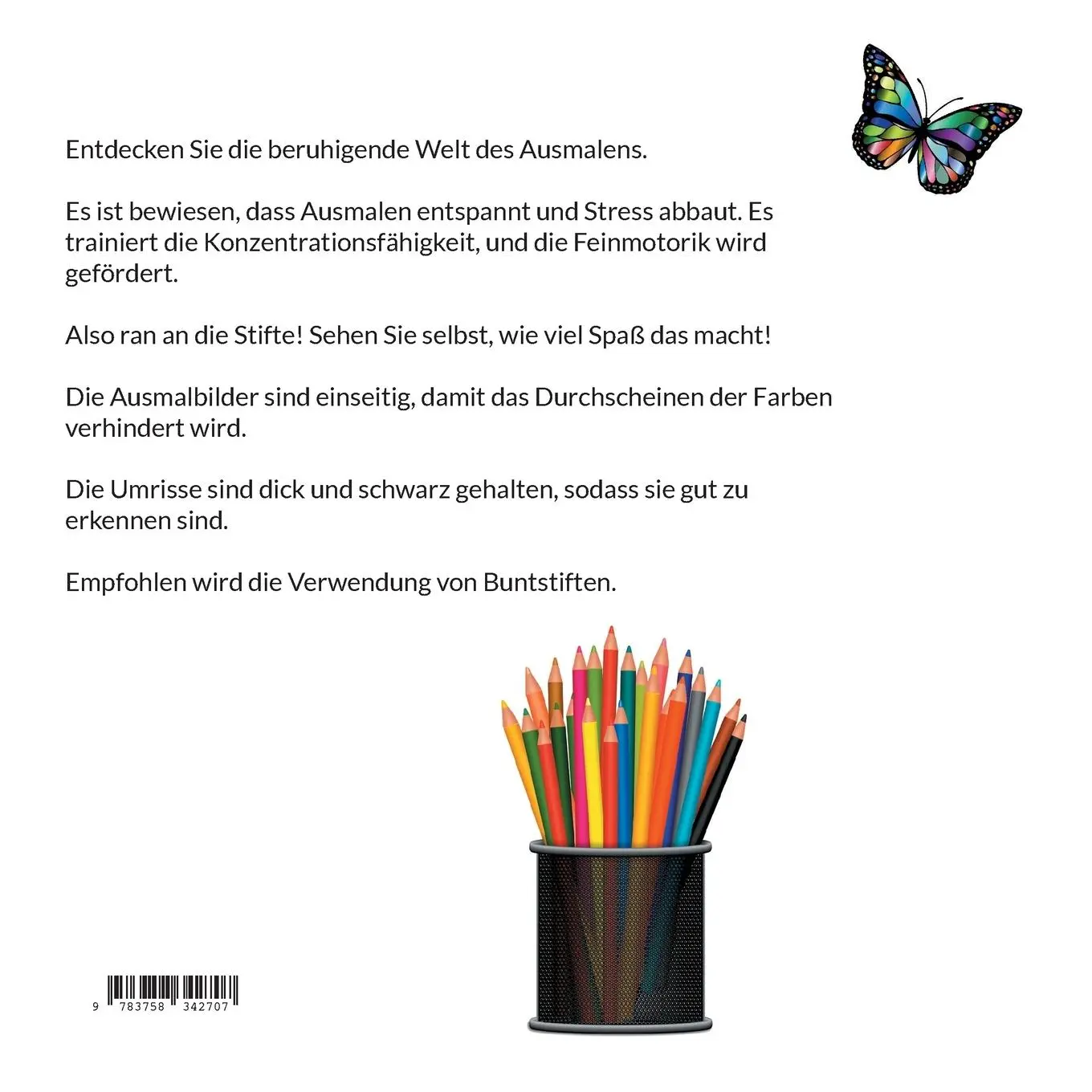 Rückseite: 9783758342707 | Malbuch für Senioren | im Format 21 x 21 | Britta Kummer | Taschenbuch