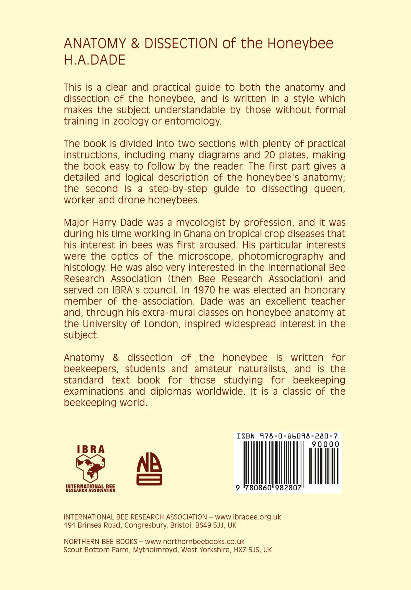 Rückseite: 9780860982807 | Anatomy and Dissection of the Honeybee | H A Dade | Taschenbuch | 2017