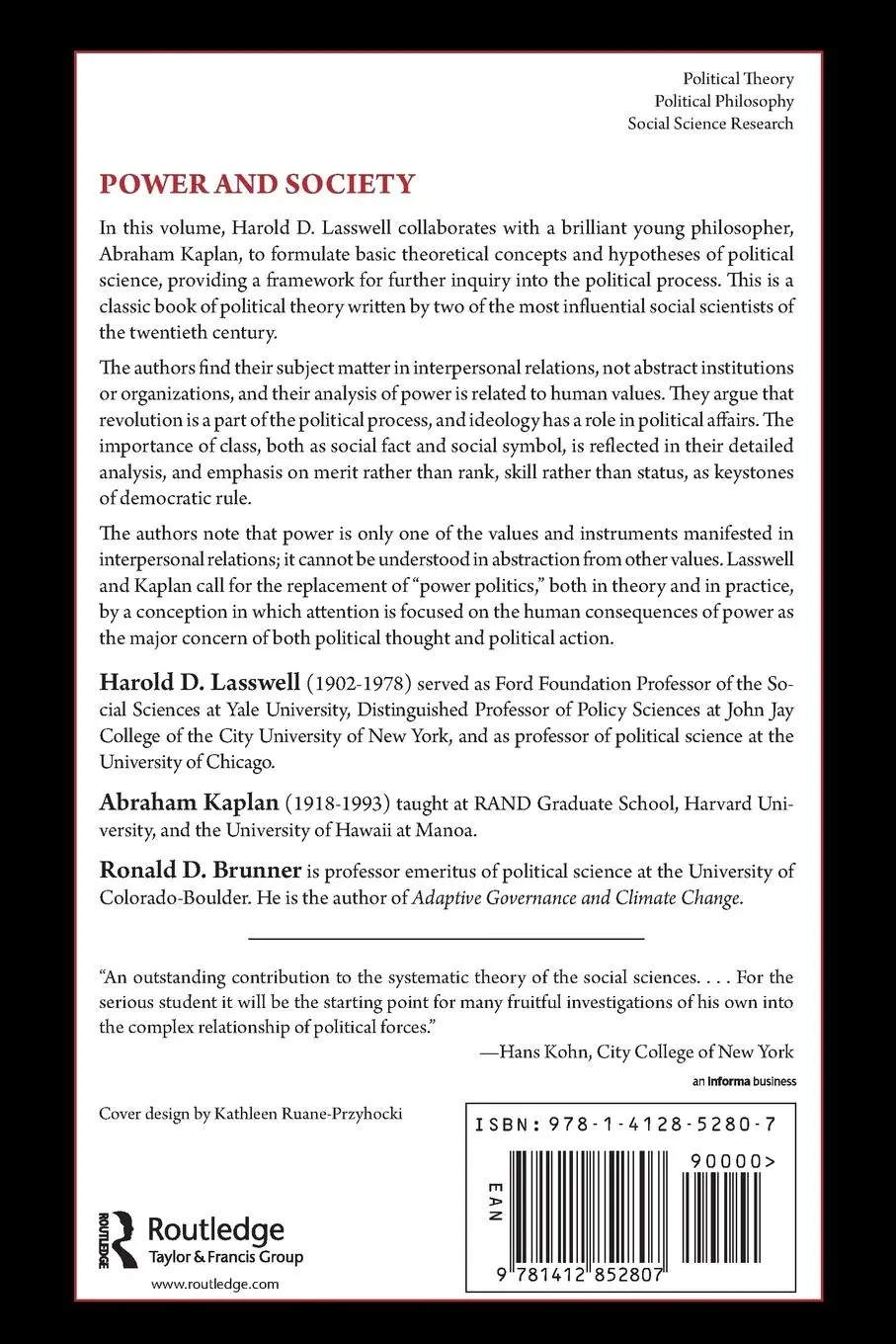 Rückseite: 9781412852807 | Power and Society | A Framework for Political Inquiry | Lasswell