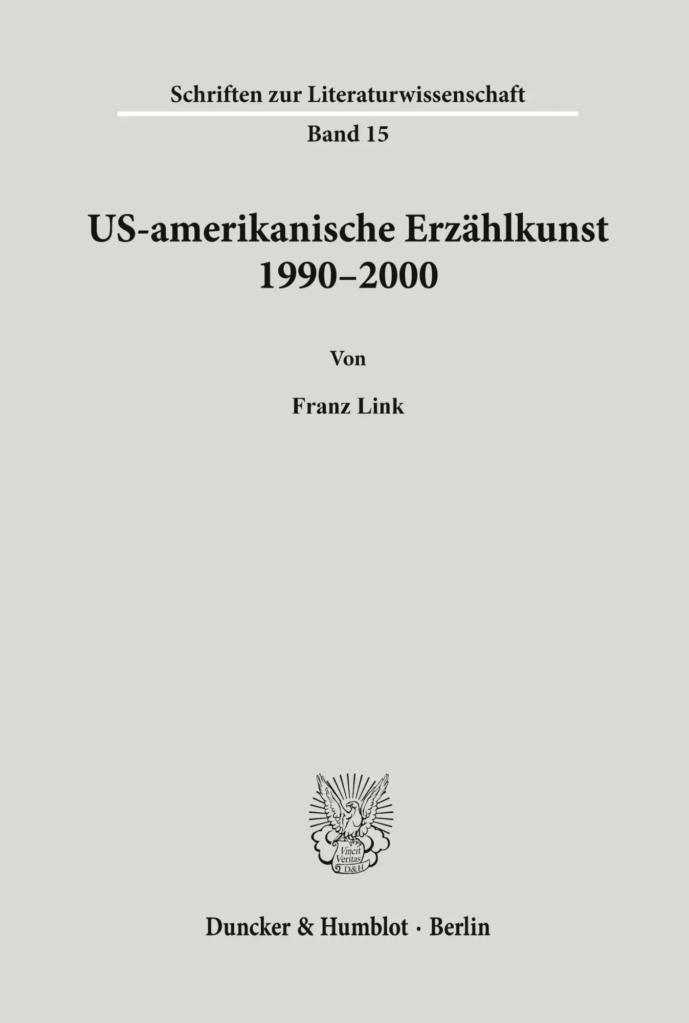 Cover: 9783428102907 | US-amerikanische Erzählkunst 1990-2000. | Franz Link | Taschenbuch