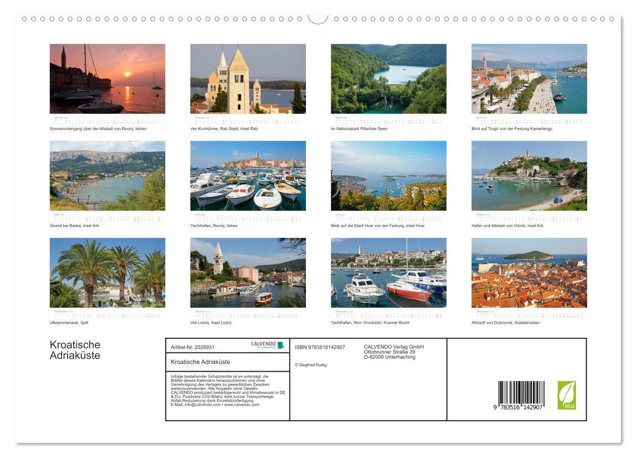 Bild: 9783516142907 | Kroatische Adriaküste (hochwertiger Premium Wandkalender 2026 DIN...