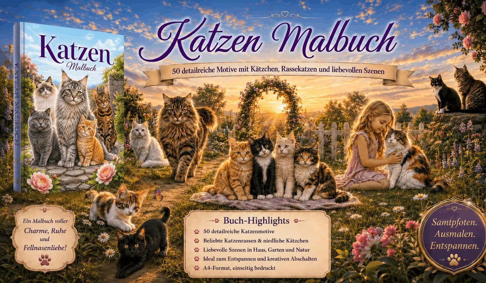 Bild: 9783986572907 | Katzen Malbuch für Kinder ab 8 Jahren und Erwachsene mit 50...
