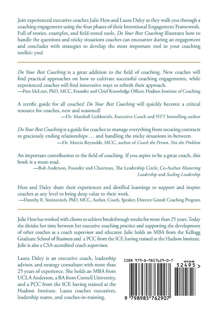 Rückseite: 9798985762907 | Do Your Best Coaching | Julie Hess (u. a.) | Taschenbuch | Englisch