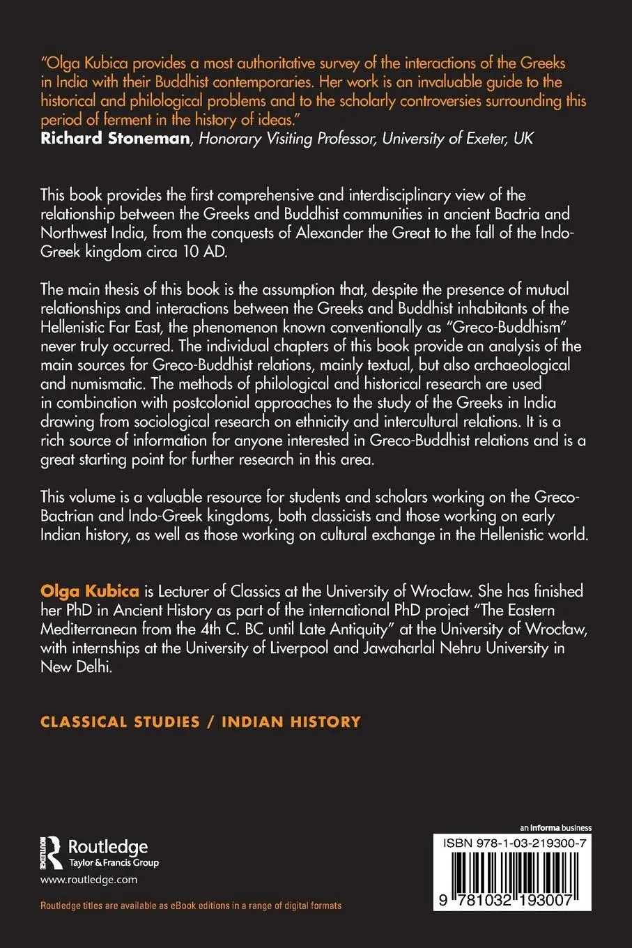 Rückseite: 9781032193007 | Greco-Buddhist Relations in the Hellenistic Far East | Olga Kubica