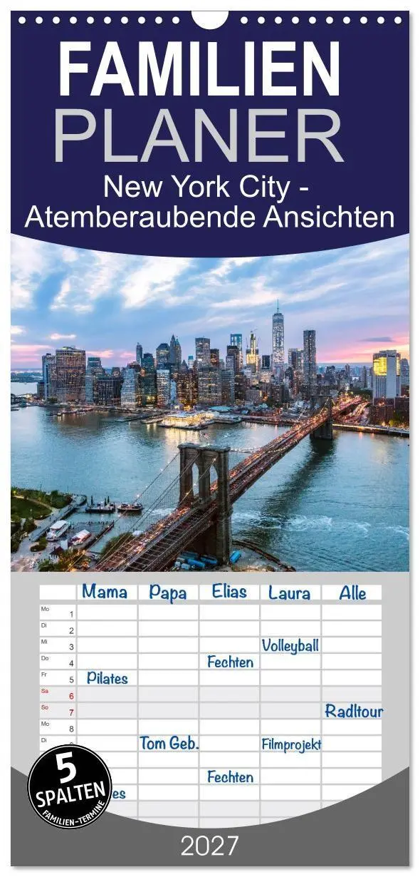 Cover: 9783594323007 | Familienplaner 2027 - New York City - Atemberaubende Ansichten mit...
