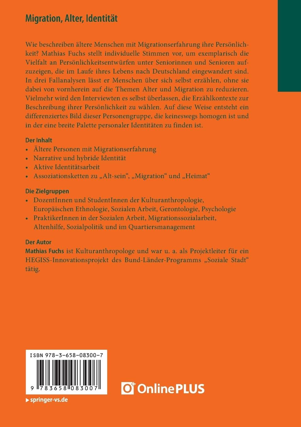 Rückseite: 9783658083007 | Migration, Alter, Identität | Mathias Fuchs | Taschenbuch | x | 2014